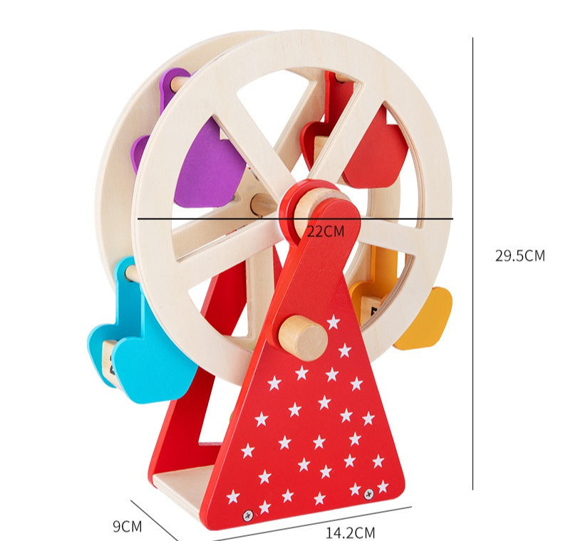 Wooden Animal Ferris Wheel - Manual Spinning Desktop Toy