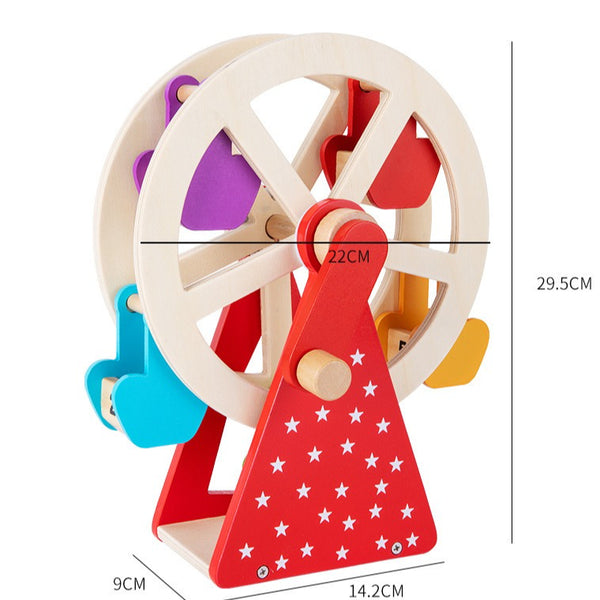 Wooden Animal Ferris Wheel - Manual Spinning Desktop Toy