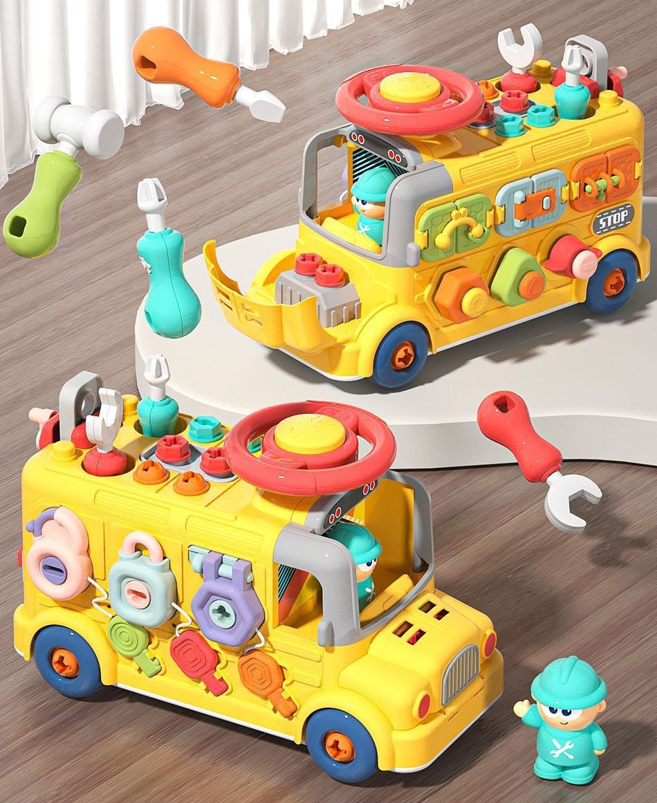 Six-Sided Activity Engineering Bus with Play Tools
