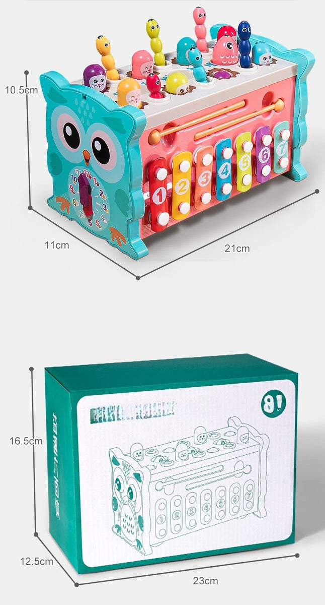 8-in-1 Toddler Activity Cube with Fishing and Whack-a-Mole Game