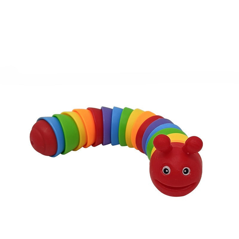 Colorful toy caterpillar on a white background
