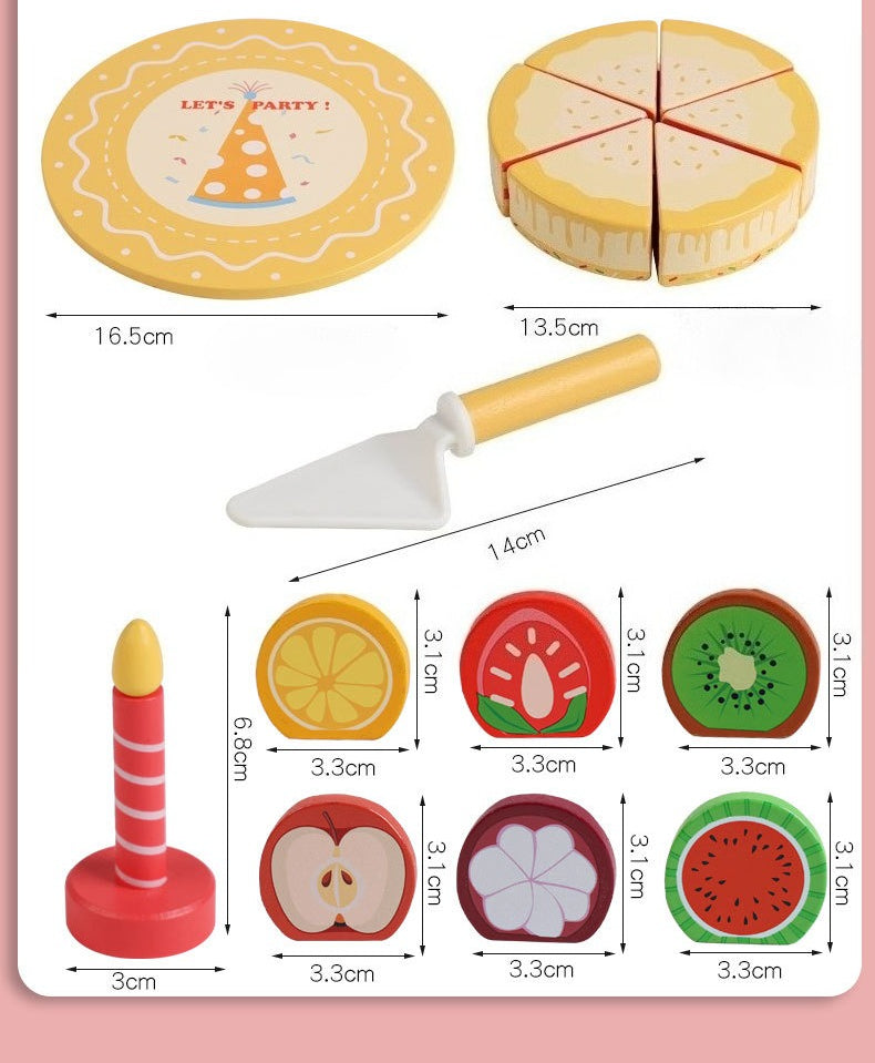 Wooden Fruit Birthday Cake 'Slice & Share' Play Set
