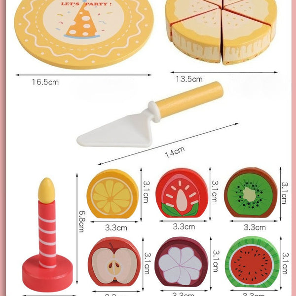 Wooden Fruit Birthday Cake 'Slice & Share' Play Set