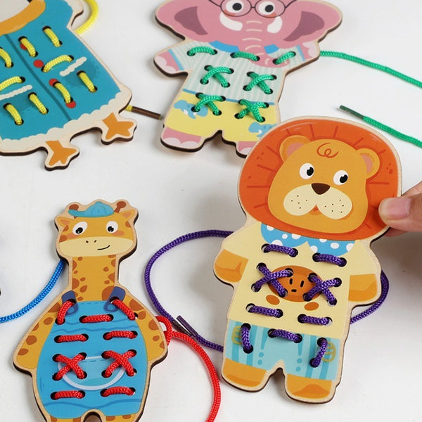 Kids' Wooden Lacing Activity Board Set