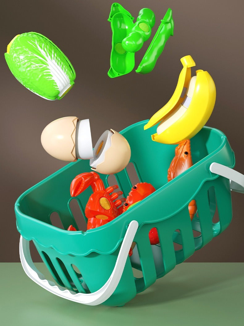 30-Piece Pretend Play Food Set with Storage Basket