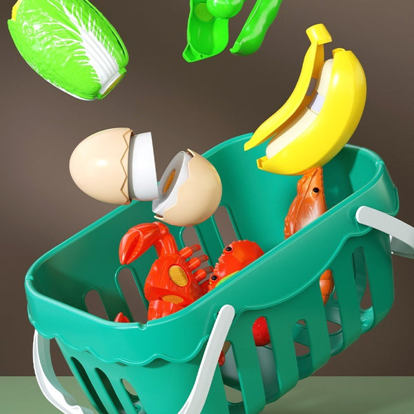 30-Piece Pretend Play Food Set with Storage Basket