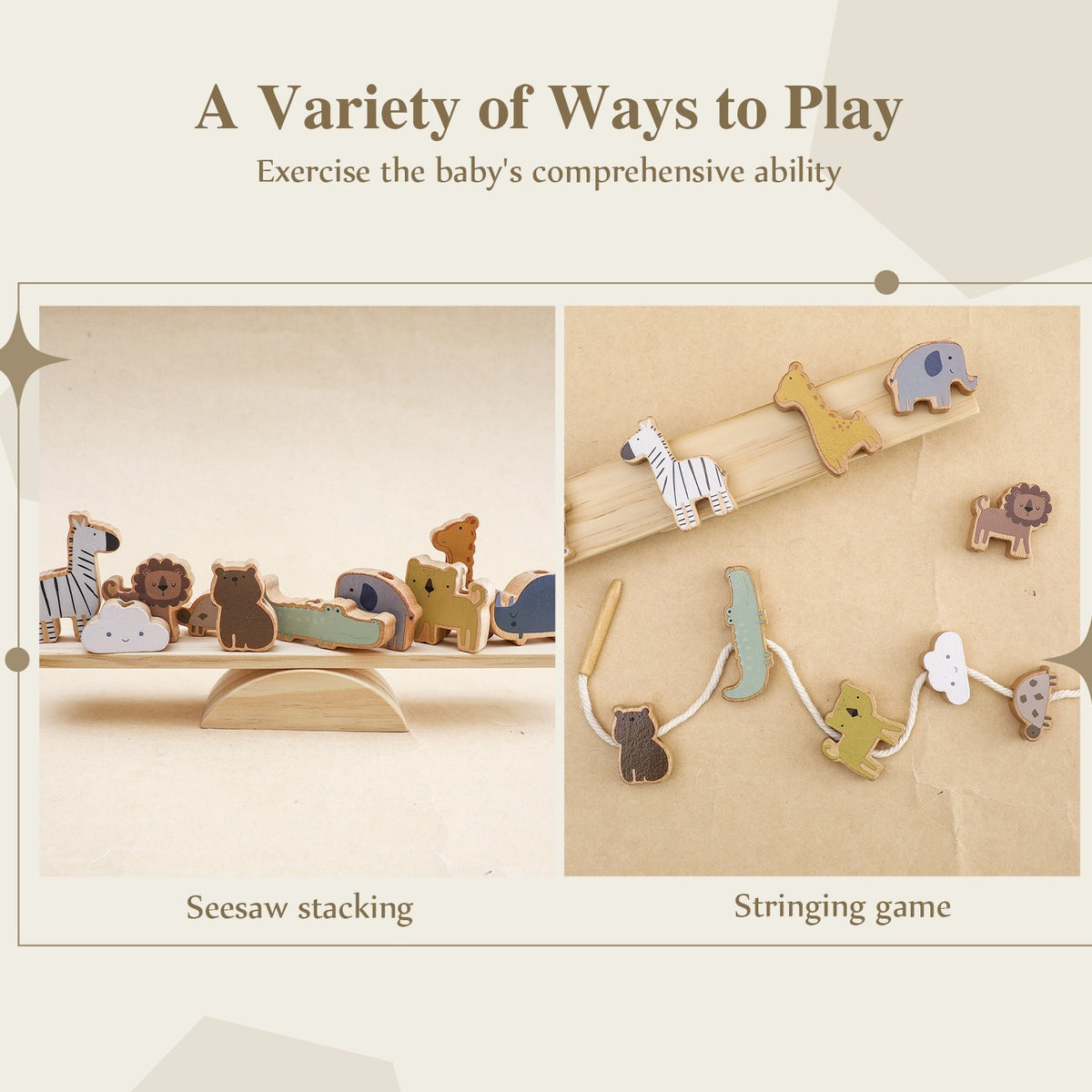 Animal Stringing and Balance Wood Toy