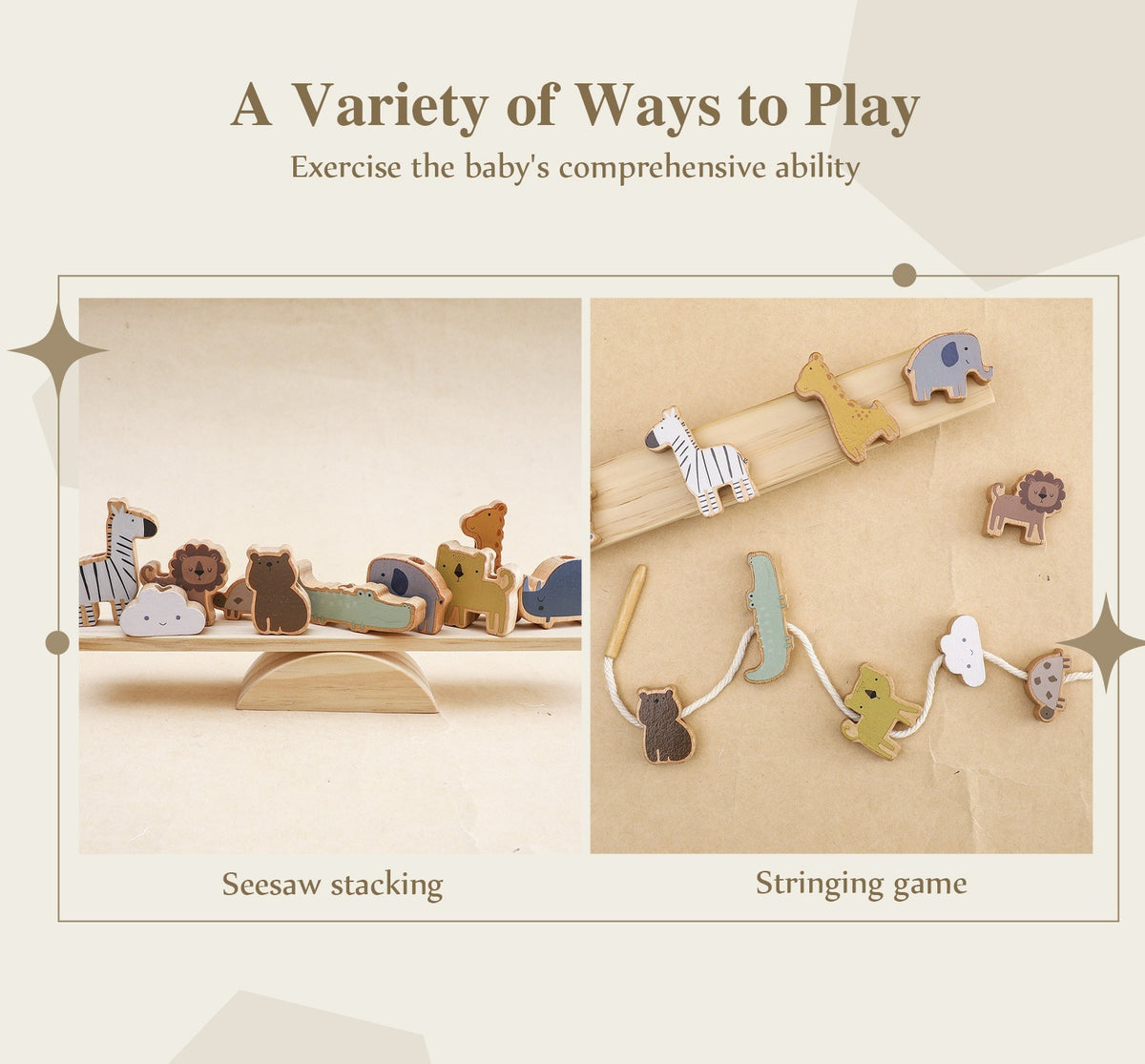 Animal Stringing and Balance Wood Toy