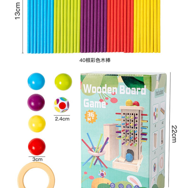 3-in-1 Wooden Stick Balance and Color Sorting Game