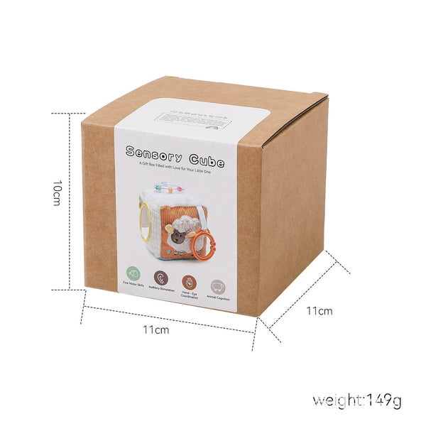 Soft Baby Sensory Cube with Rattle and Mirror - Forest Friends