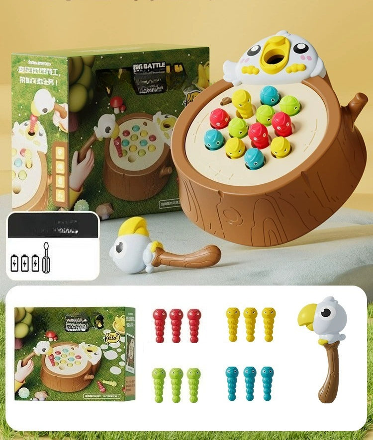 Woodpecker Magnetic Catching Worms Toy with Sound