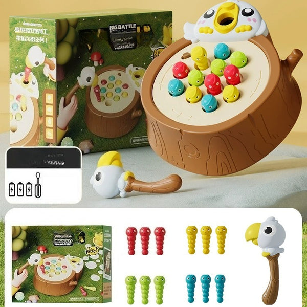 Woodpecker Magnetic Catching Worms Toy with Sound