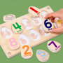Wooden Number Counting Toy with Replaceable Learning Cards