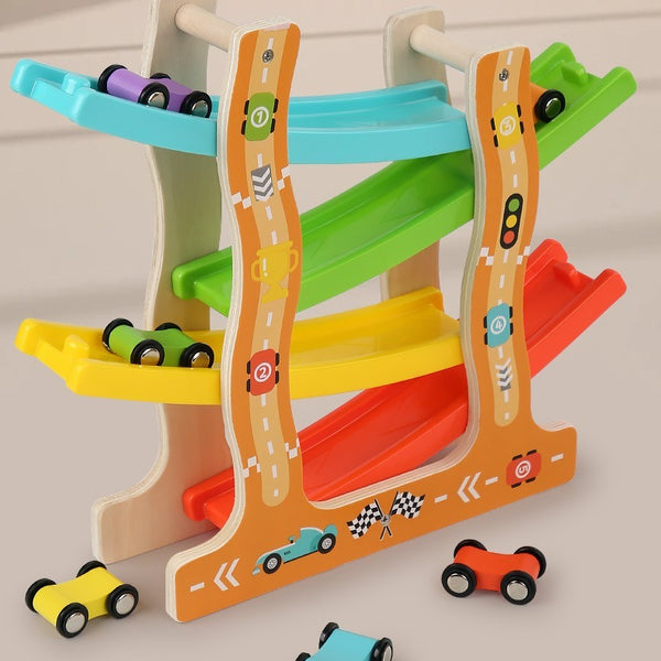 Wooden Car Ramp Racer Zig-Zag Track Toy