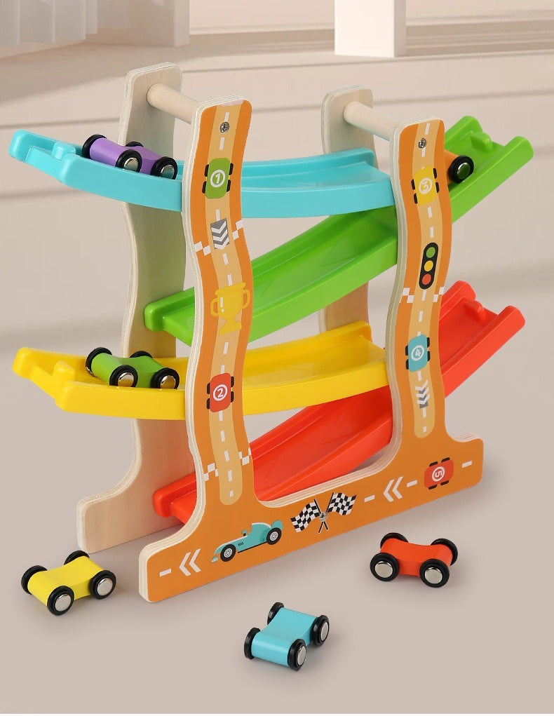 Wooden Car Ramp Racer Zig-Zag Track Toy