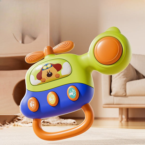 Musical Helicopter Puppy Toy – Interactive Light-Up Rattle & Drum