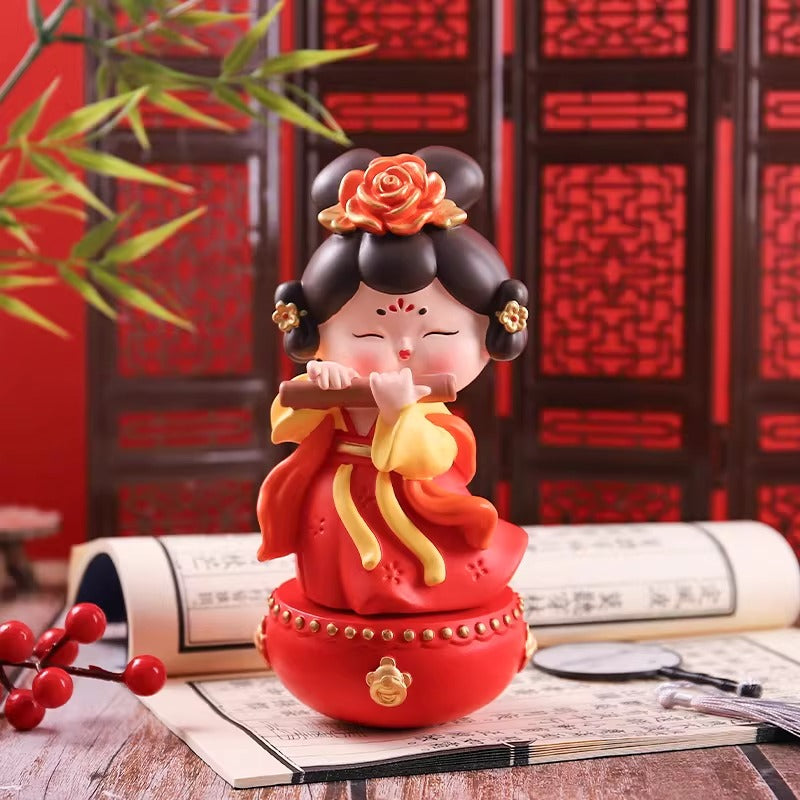 Tang Dynasty Lady Tumbler Figurine - Handcrafted Resin Ornament