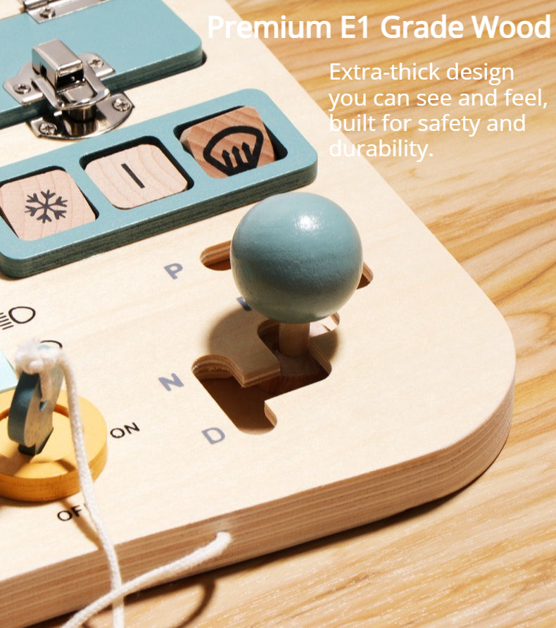 Wooden Montessori Steering Wheel Dashboard Busy Board