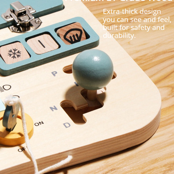 Wooden Montessori Steering Wheel Dashboard Busy Board