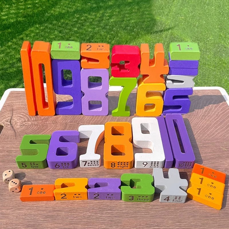 Wooden Number Stacking Blocks
