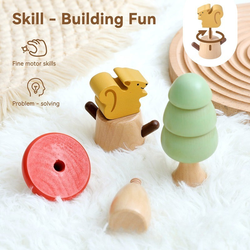 Woodland Animal & Tree Screw Toy Set