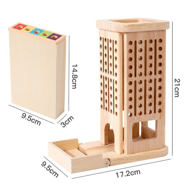 3-in-1 Wooden Stick Balance and Color Sorting Game