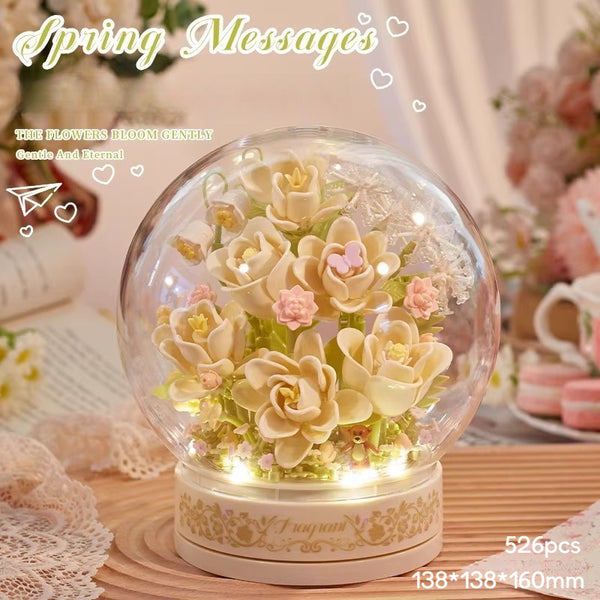 Floral Botanical Building Block Night Light with Dust Dome