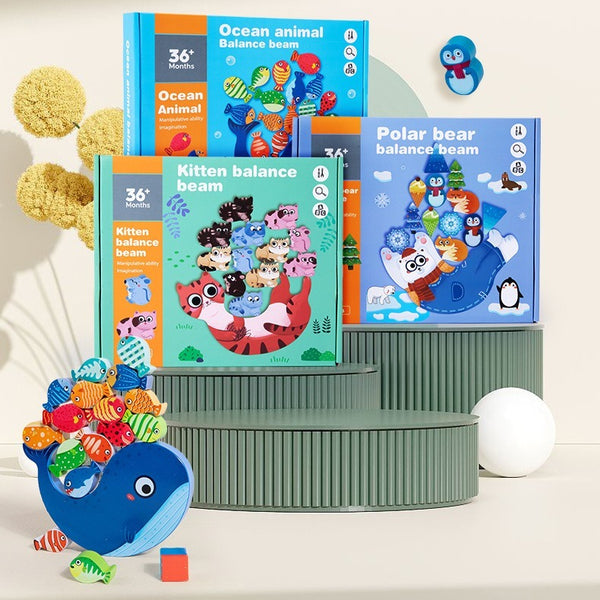 Wooden Animal Balance Stacking Game