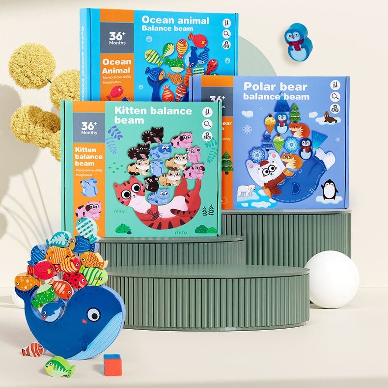 Wooden Animal Balance Stacking Game
