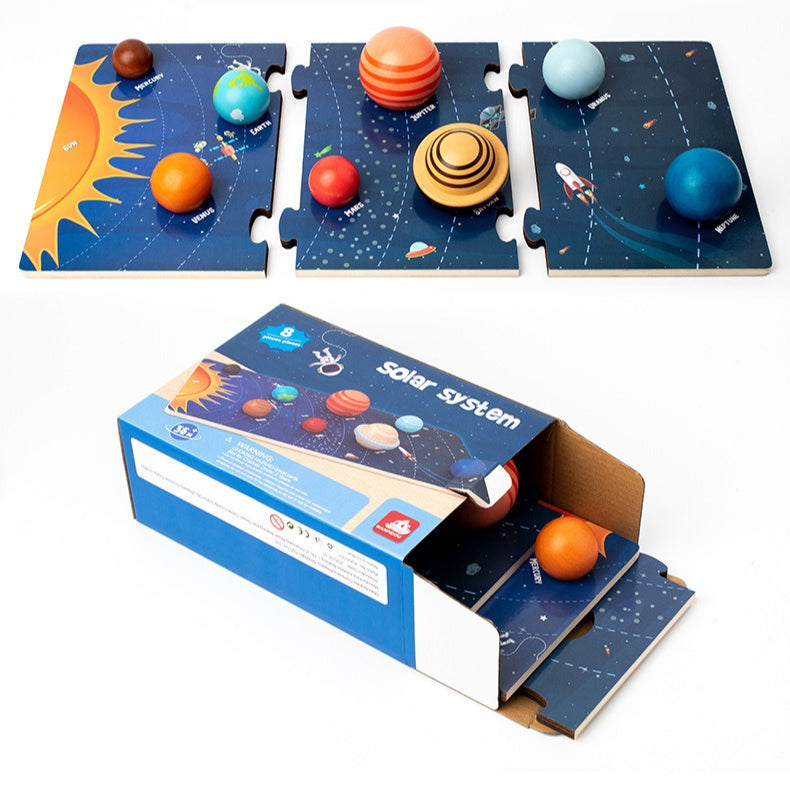 Wooden Solar System Planet Matching Puzzle & Activity Set