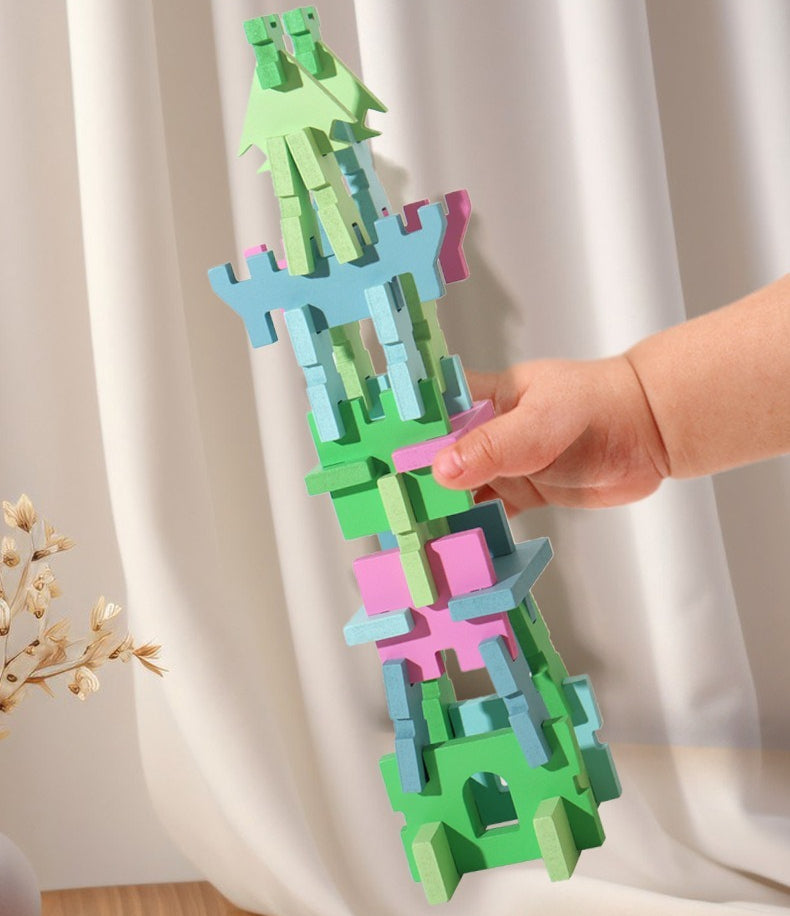 74-Piece Large Wooden Interlocking Building Blocks