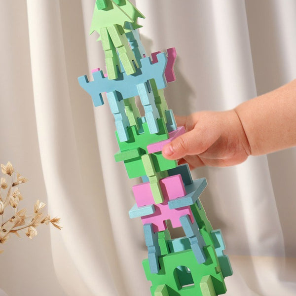 74-Piece Large Wooden Interlocking Building Blocks