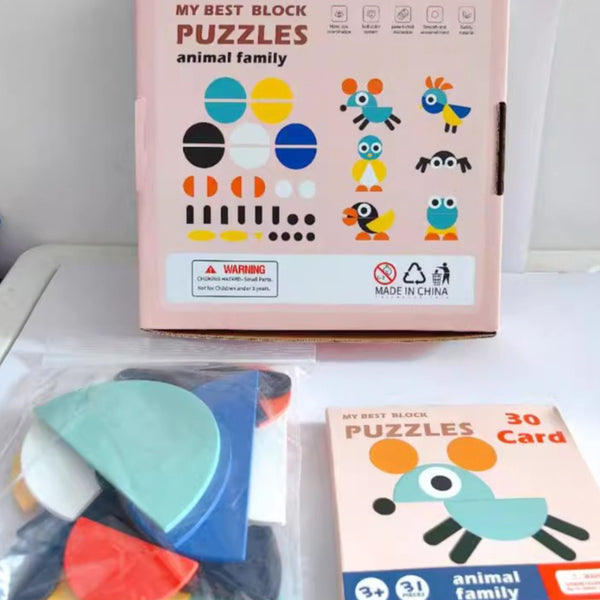 Geometric Animal Blocks & Pattern Cards Creative Set
