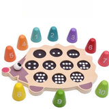 Wooden number sorting game with colorful number cones 