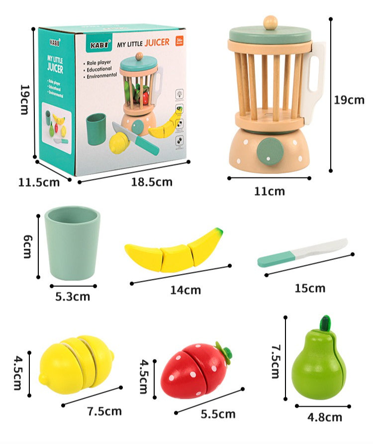 Wooden Smoothie Blender & Fruit Set – Pastel Kitchen Pretend Play