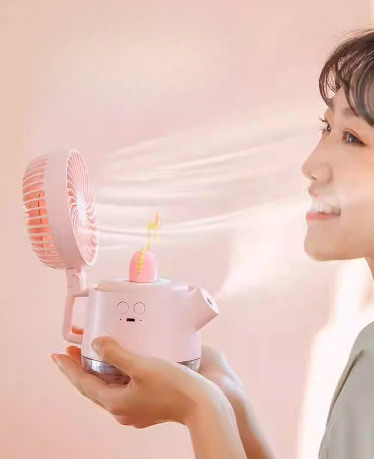 Desktop Cooling Fan with Mist Humidifier and Night Light