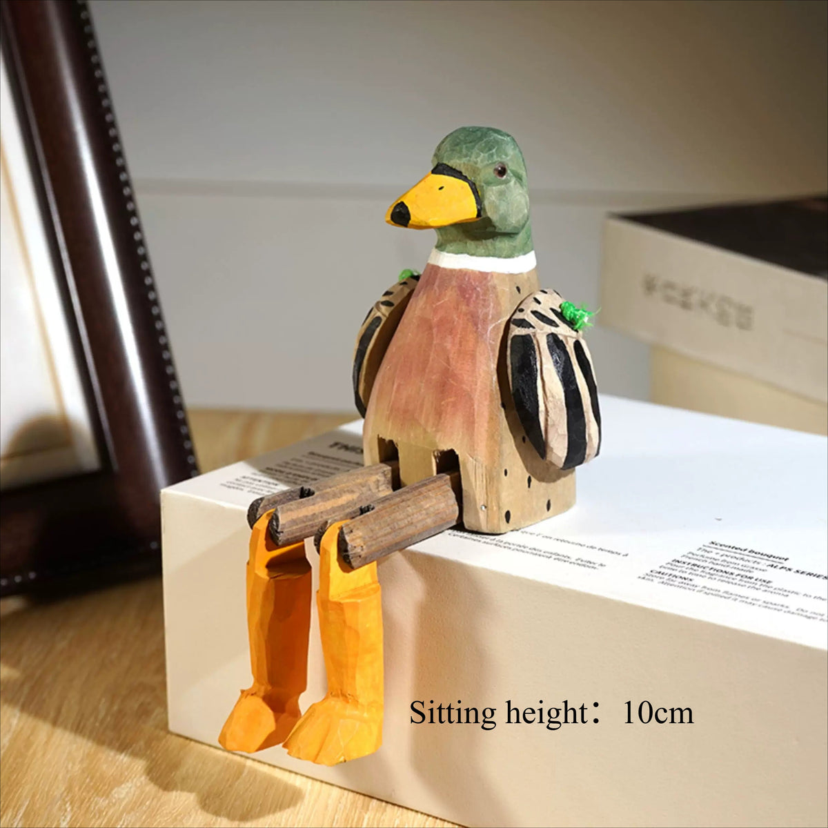 Hand-Carved Wooden Mallard Duck Shelf Sitter Figurine FantastiKurios