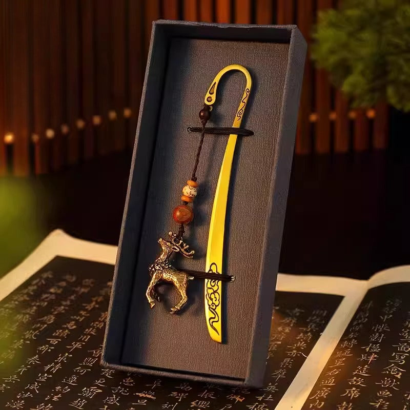 Chinese Style Brass Bookmark with Tassel