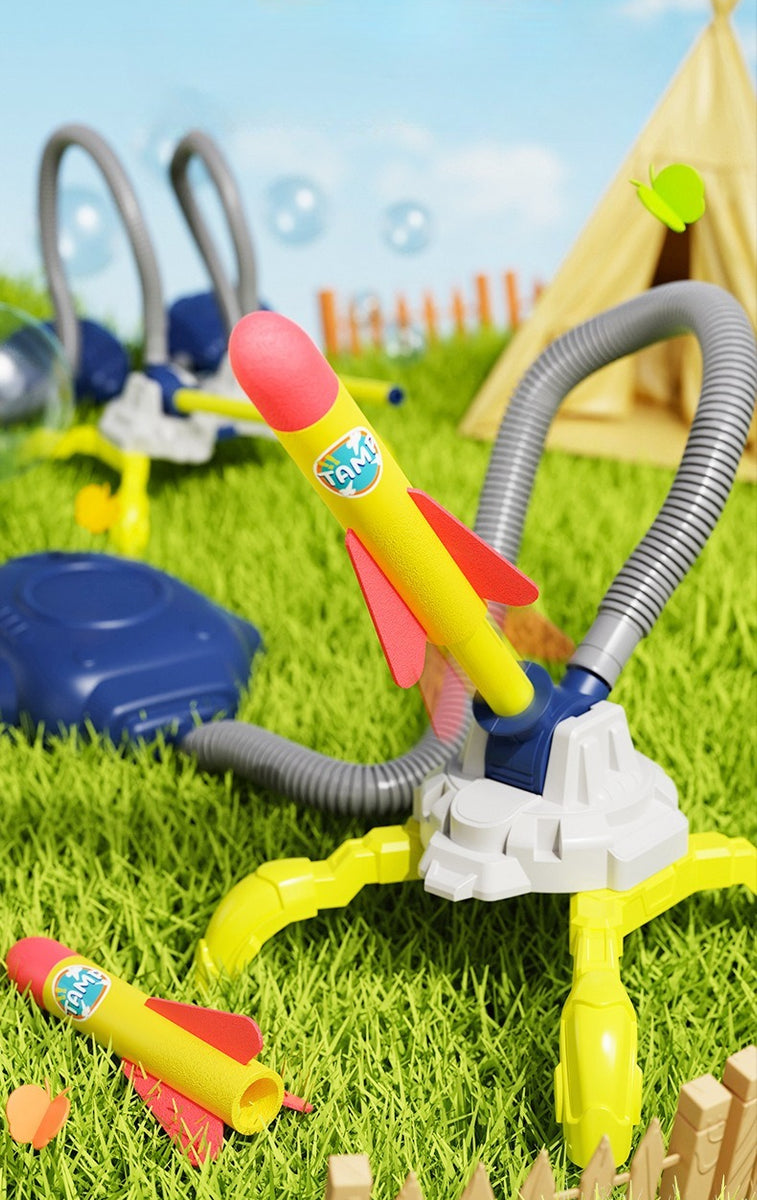 LED Foot-Powered Rocket Launcher with 3 Foam Rockets