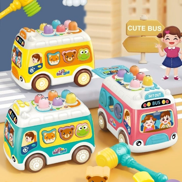 3-in-1 Musical Activity Bus with Whac-A-Mole Game
