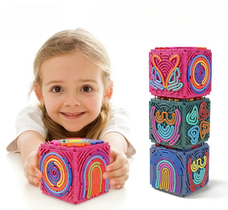 3D Sensory Puzzle Cube with Silicone Strings