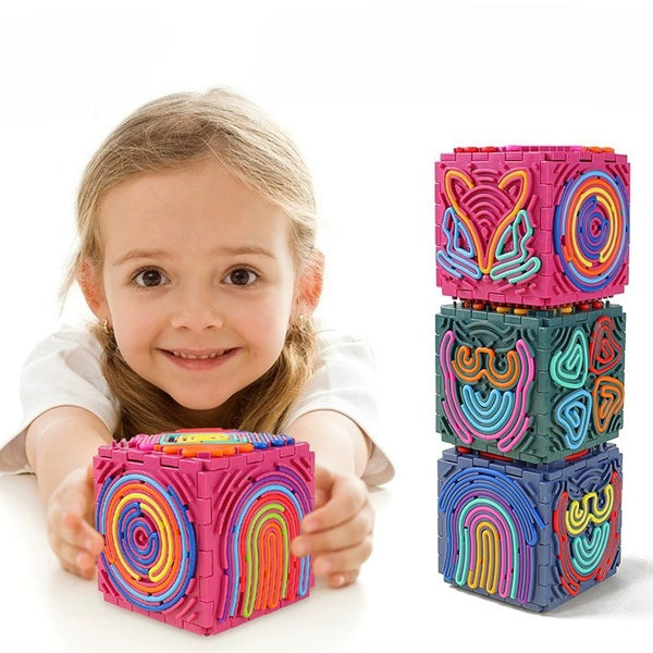 3D Sensory Puzzle Cube with Silicone Strings