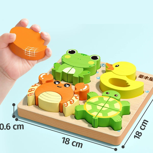 16-Piece Wooden Montessori 3D Puzzle Set
