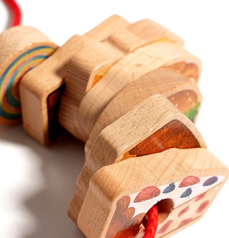 Wooden Greedy Caterpillar Lacing and Threading Toy