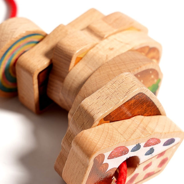 Wooden Greedy Caterpillar Lacing and Threading Toy