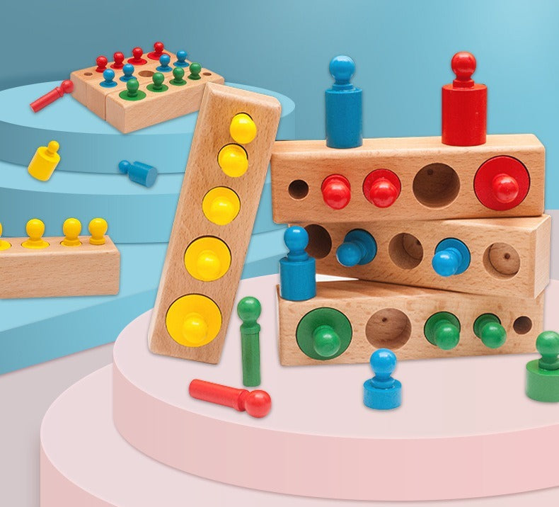 Montessori Wooden Cylinder Stacking Toy for Kids