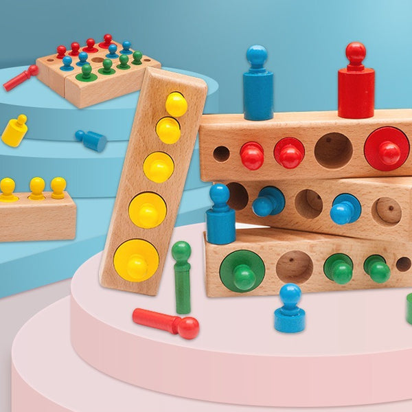 Montessori Wooden Cylinder Stacking Toy for Kids