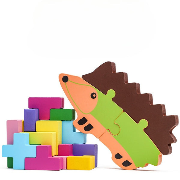 Wooden Balancing Hedgehog 2-in-1 Stacking & Puzzle Game