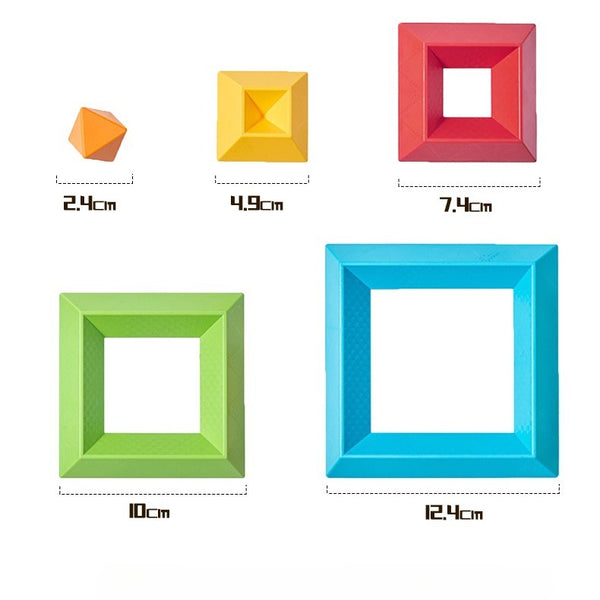 Geometric Pyramid Stacking Blocks - 45 Piece Set