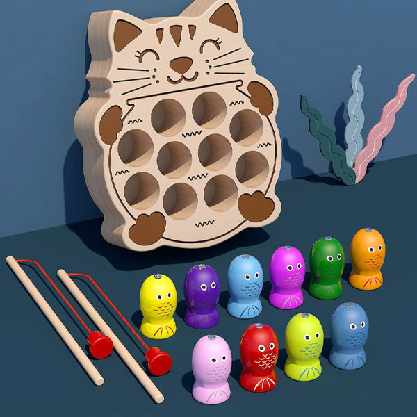 The 'Cat’s Catch' Wooden Magnetic Fishing Game | Montessori Learning Toy